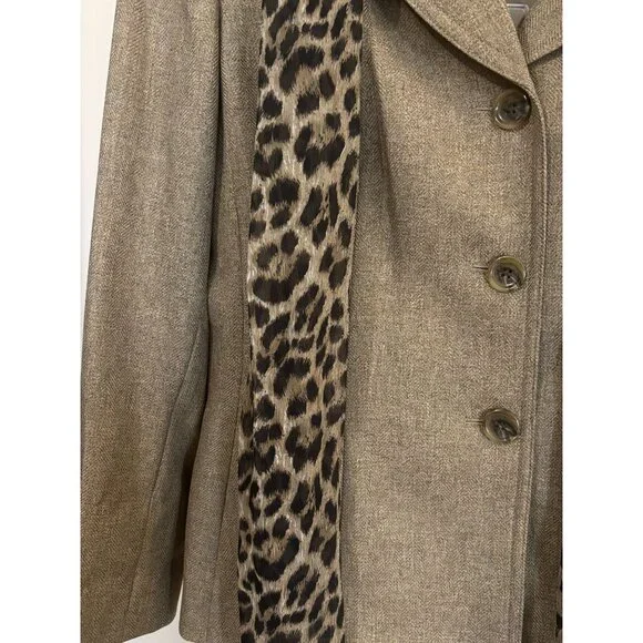 Le Suit Taupe Pant Suit Set Leopard Scarf Womens Size 14 Lush Valley 2 Piece NWT - Picture 3 of 16